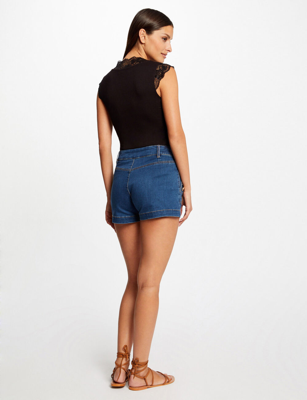 D&eacute;bardeur bretelles larges &agrave; dentelle noir femme