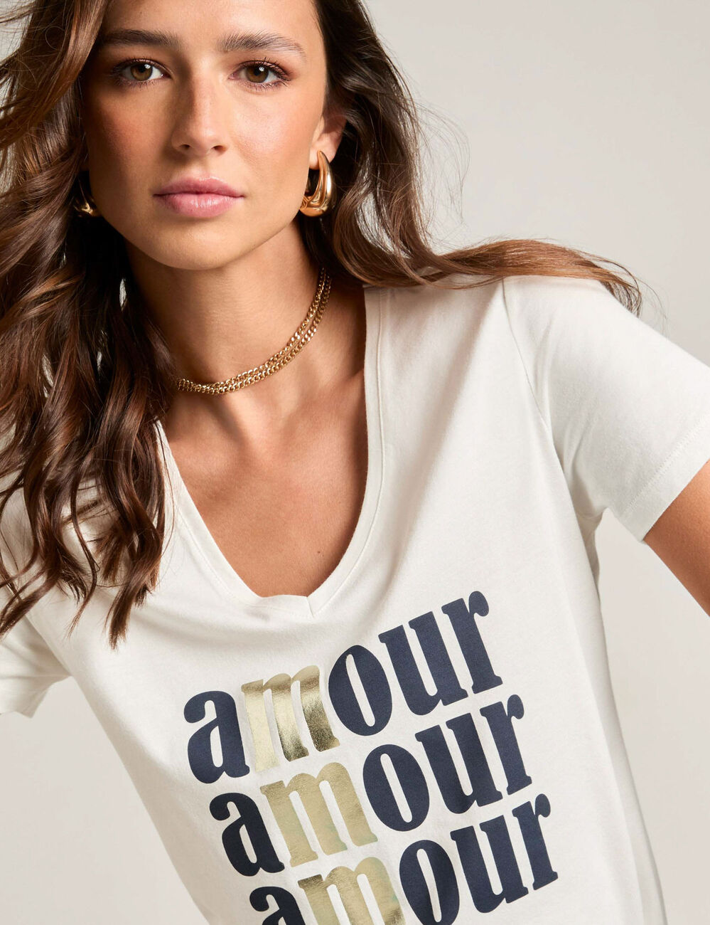T-shirt met opschrift helder wit vrouw