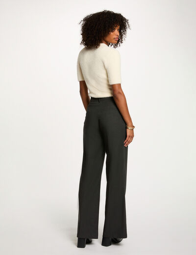 Pull court col à revers ivoire femme
