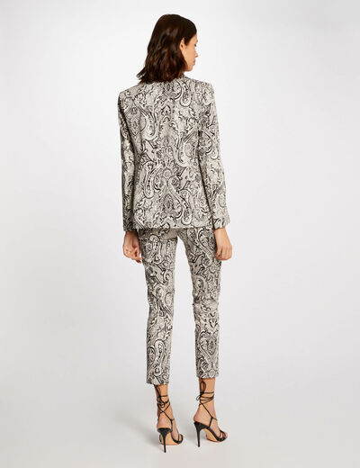 Pantalon ajust&eacute; imprim&eacute; cachemire noir femme