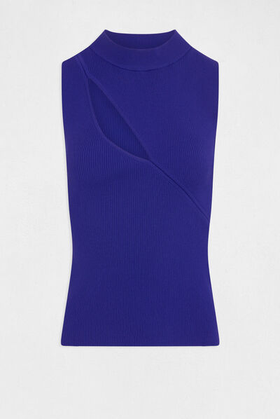 Mouwloze pullover tanktop met opening blauw medium vrouw