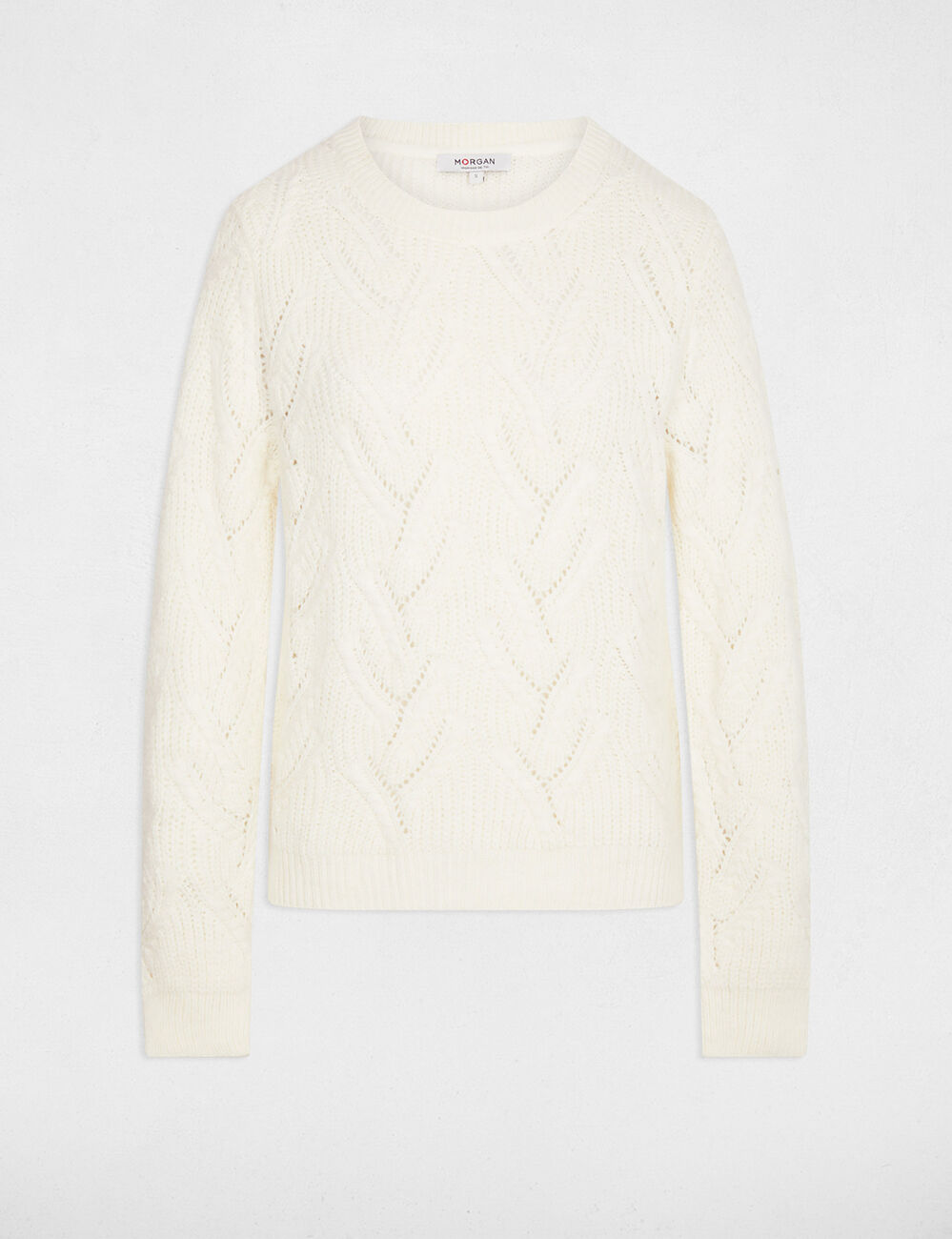 Pull maille fantaisie ivoire femme