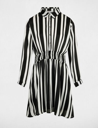 Robe droite rayée asymétrique multicolore femme