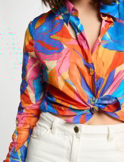 Chemise manche longues multicolore femme