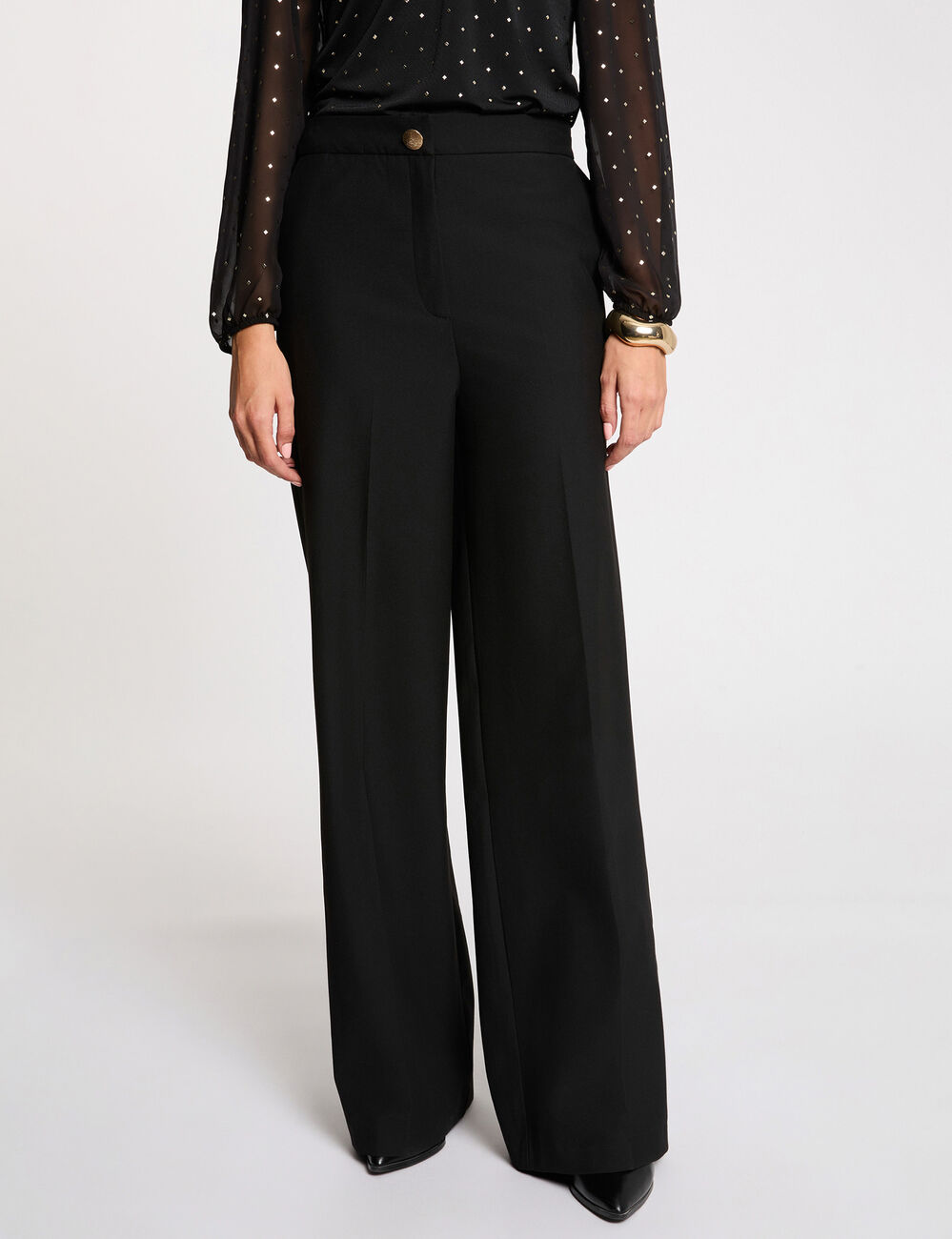 Hoge taille wijde broek zwart vrouw