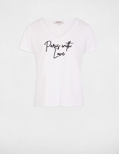T-shirt à inscription blanc femme