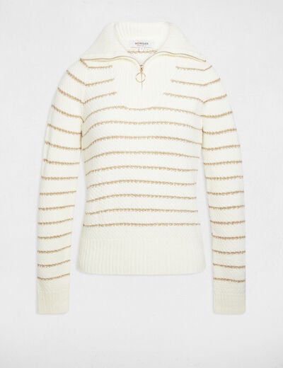 Pull col camionneur ivoire femme