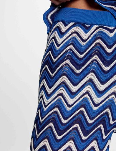 pantalon maille imprime bleu electrique femme Pantalon maille imprimé bleu electrique femme