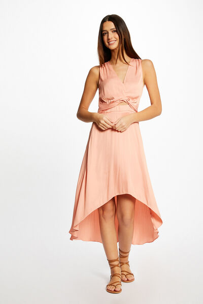 Robe midi trapèze asymétrique rose moyen femme