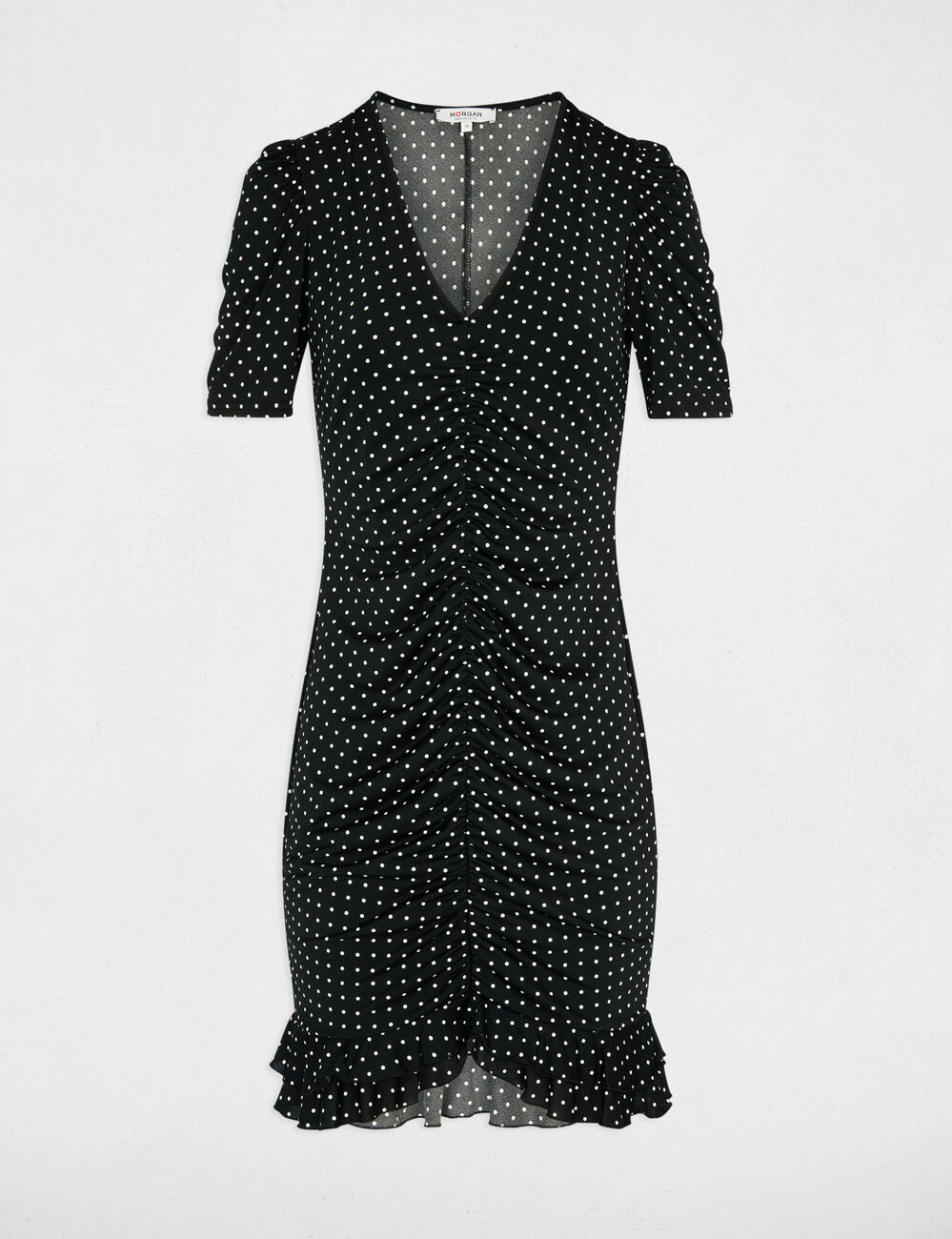 Robe courte manches bouffantes noir femme