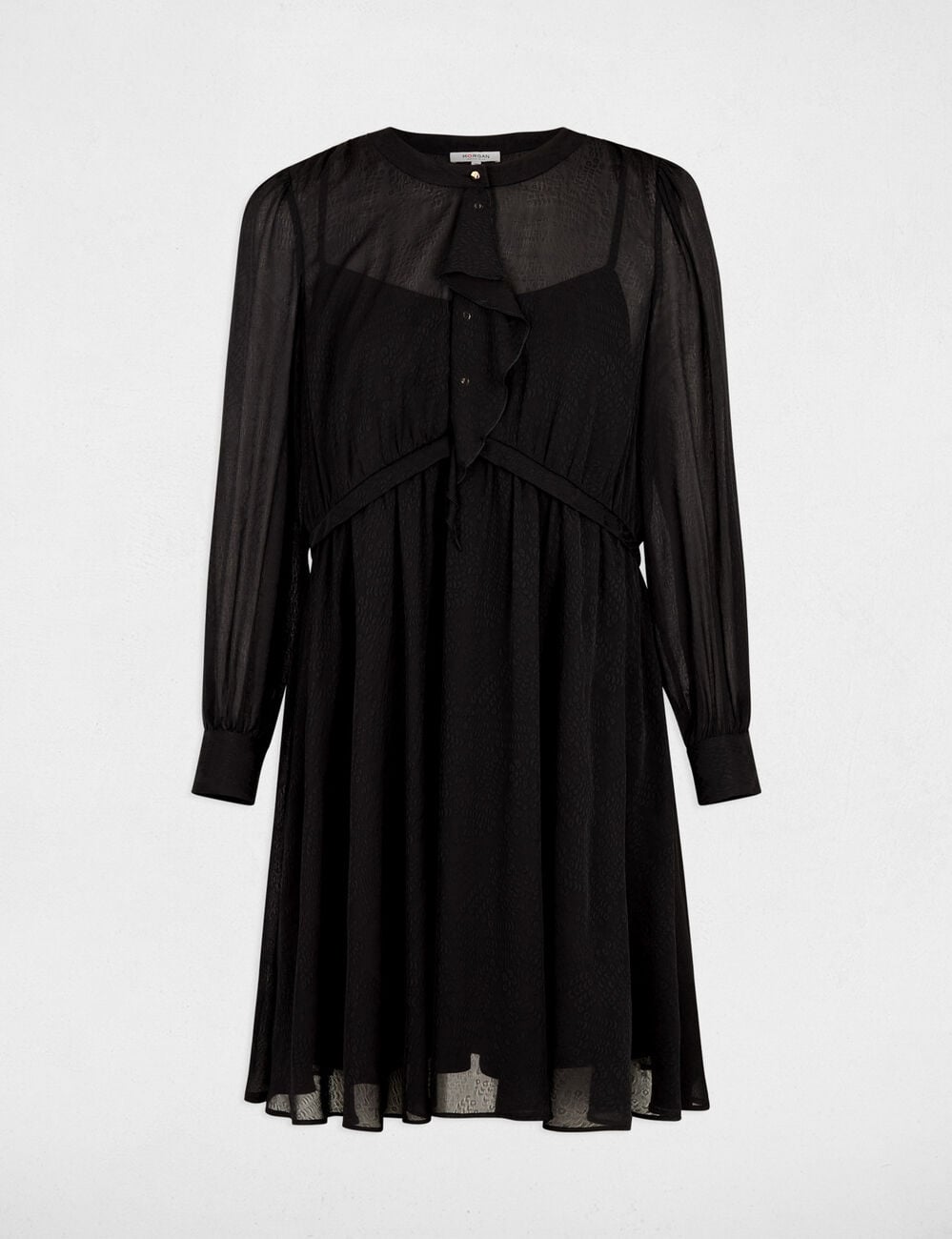 Korte jacquard jurk zwart vrouw
