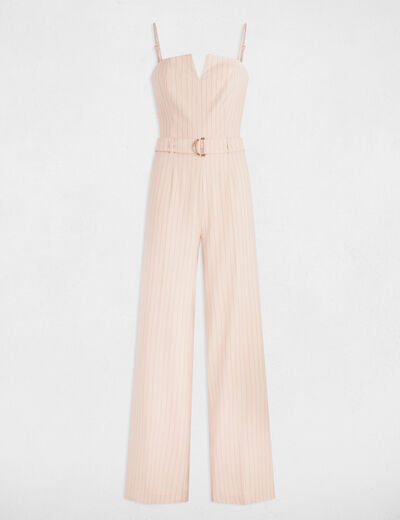 Combinaison longue rayée rose clair femme