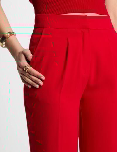 Pantalon large à pinces rouge femme