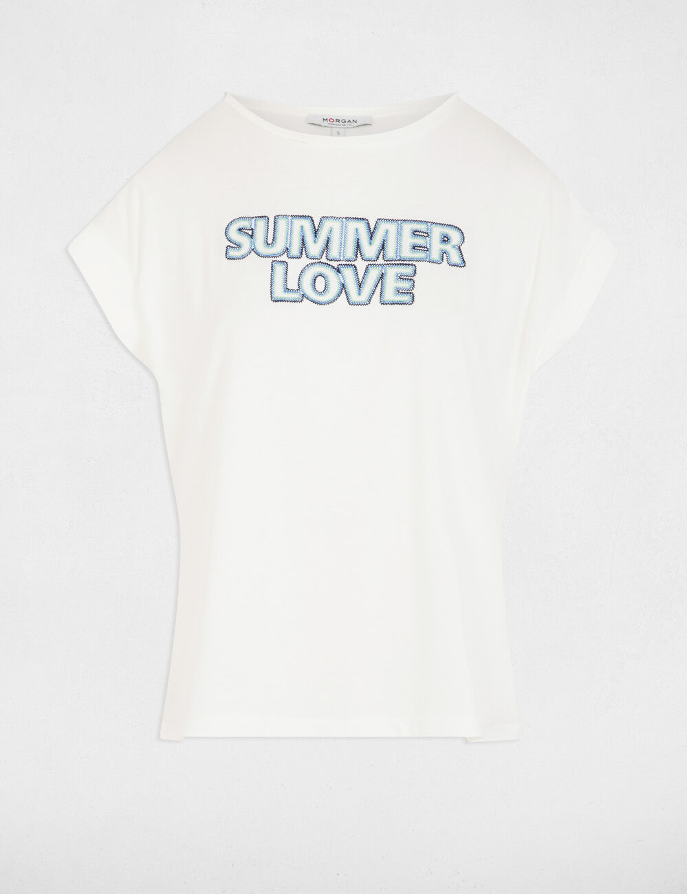 T-shirt met opschrift helder wit vrouw