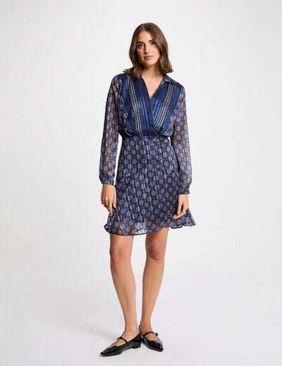 Robe fluide col v multicolore femme