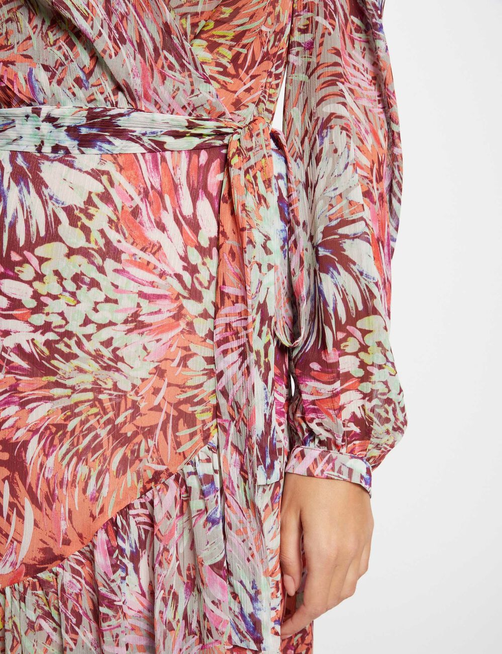 Midi-jurk overslag met print meerkleurig vrouw