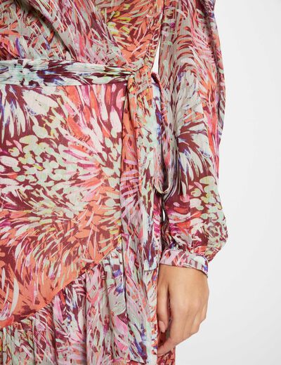 Robe midi portefeuille imprimé multico femme