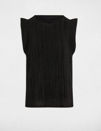 Mouwloos geplooid T-shirt zwart vrouw