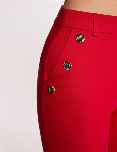 Pantalon cigarette 7/8&egrave;me rouge femme