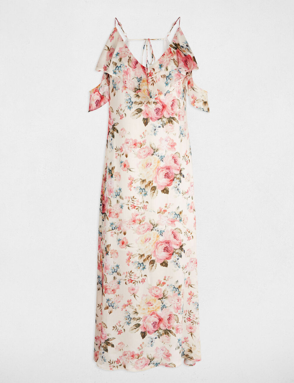 Robe longue droite imprimée multicolore femme