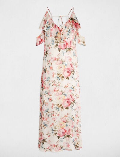 Robe longue droite imprimée multicolore femme