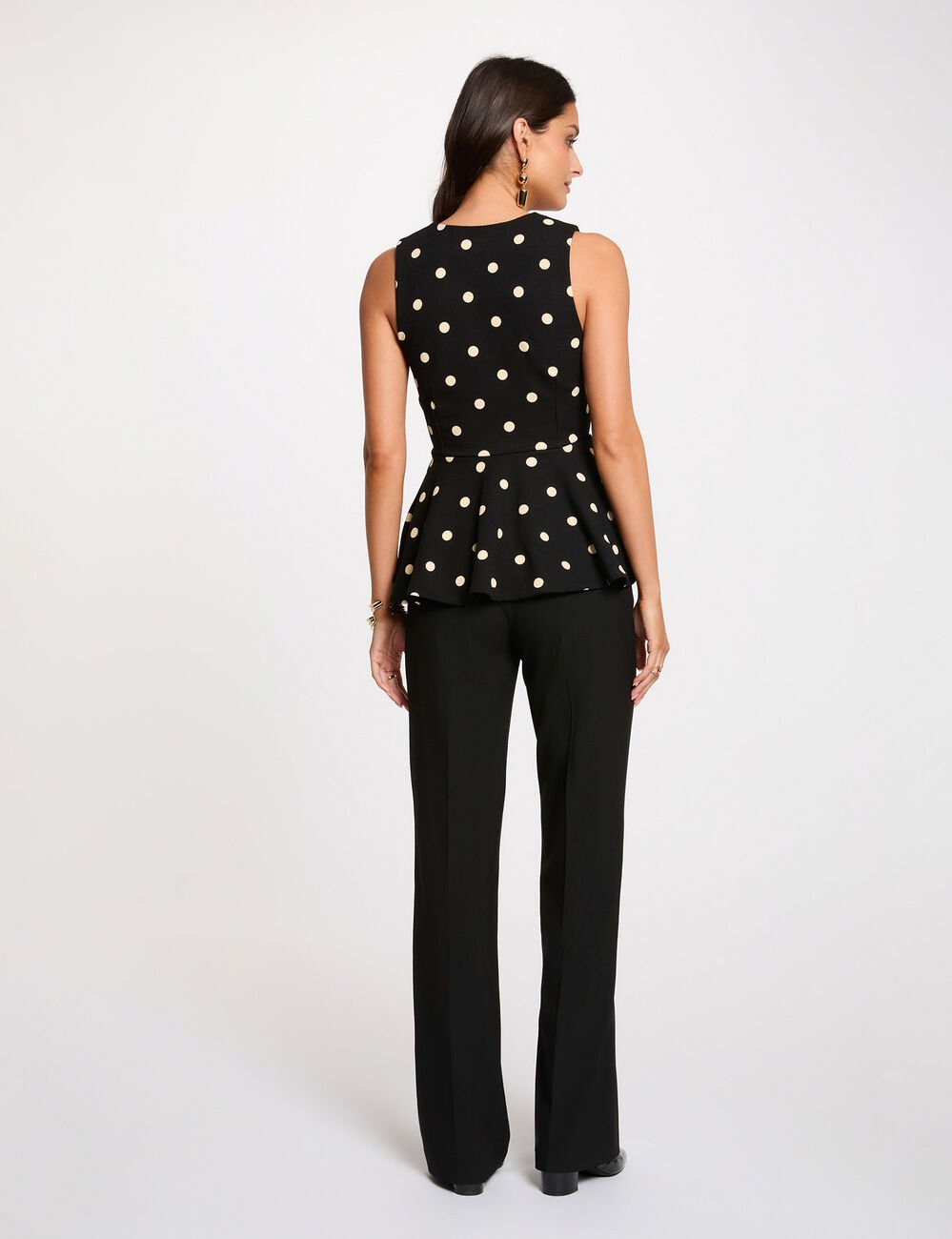 Getailleerde top met V-hals helder wit vrouw