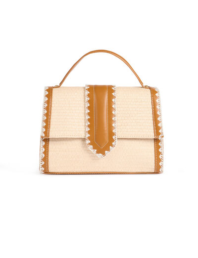 Gevlochten tas beige vrouw