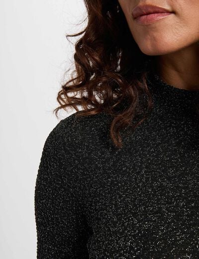 Kort T-shirt met opstaande kraag couleur argent vrouw