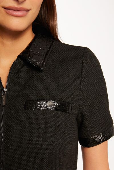 Getailleerde jumpsuit details van vinyl zwart vrouw