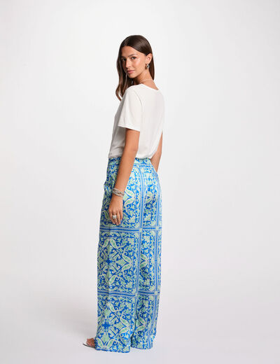 Wijde broek met print meerkleurig vrouw