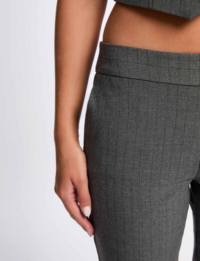 Pantalon slim cigarette gris moyen femme