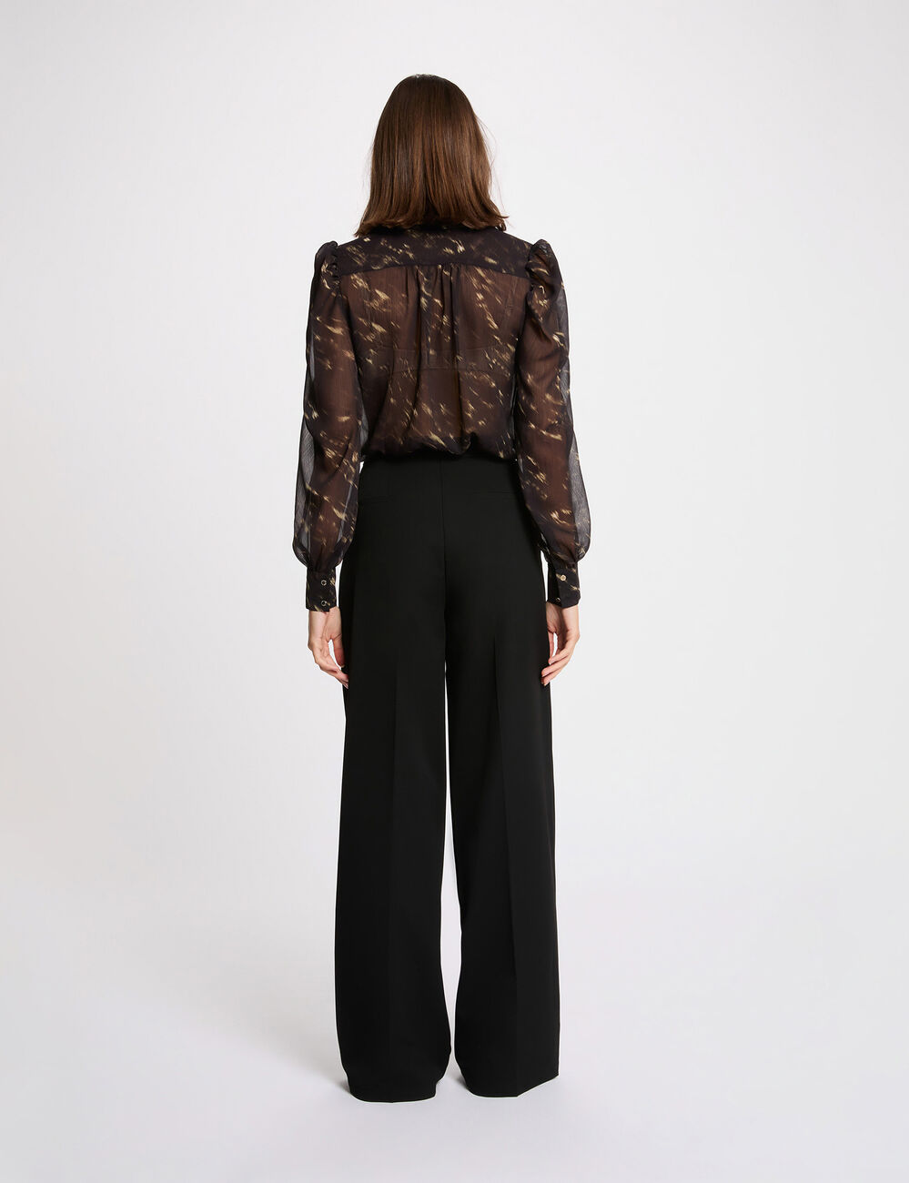 Blouse van voile met pofmouwen meerkleurig vrouw