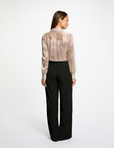 Chemise col à revers jaune or femme