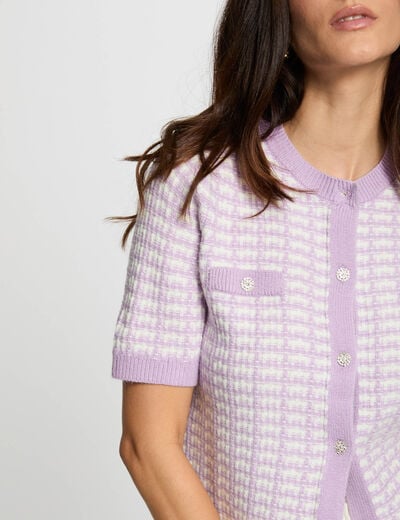Gilet manches courtes imprimé ivoire femme