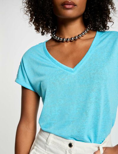T-shirt met korte mouwen hemelsblauw vrouw