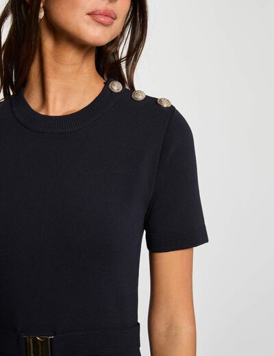 Robe courte ceinturée bleu marine femme