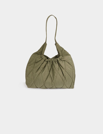Sac matelassé porté-épaule vert kaki femme