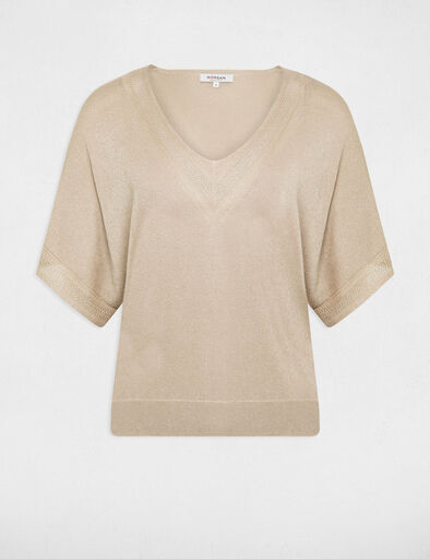 pull col en v manches courtes sable femme Pull col en V manches courtes sable femme