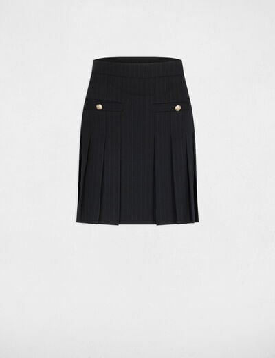 Jupe courte pliss&eacute;e bleu marine femme