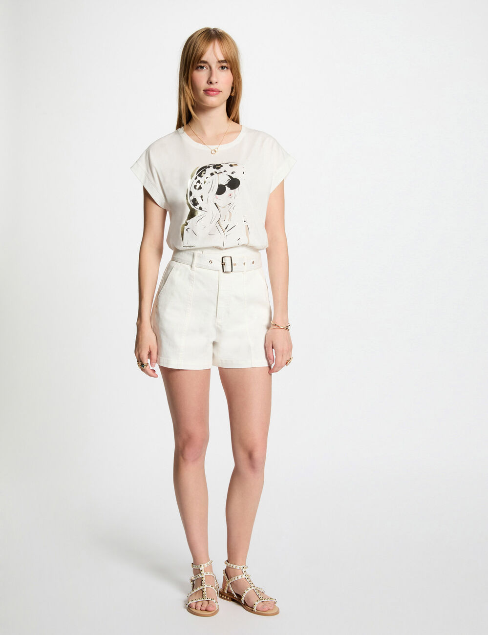 T-shirt met opschrift helder wit vrouw