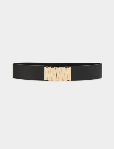 Ceinture large similicuir noir femme