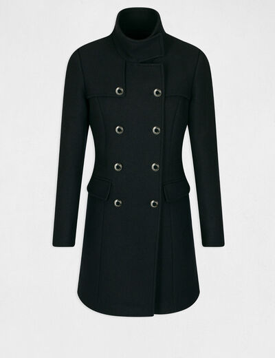 Manteau droit boutonné marine femme