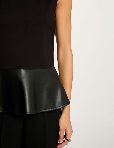 T-shirt cintré similicuir noir femme