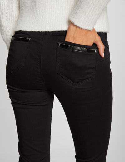Pantalon slim satin noir femme