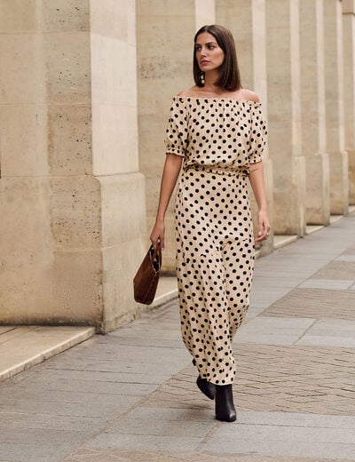 Jupe longue ajust&eacute;e multicolore femme