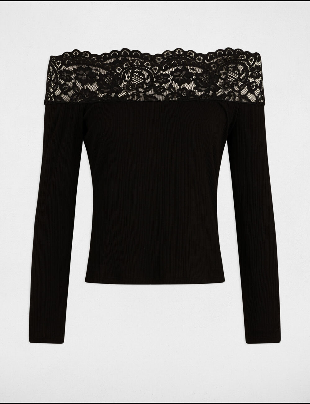 T-shirt met lange mouwen zwart vrouw