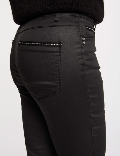 Gecoate slim-fit broek zwart vrouw