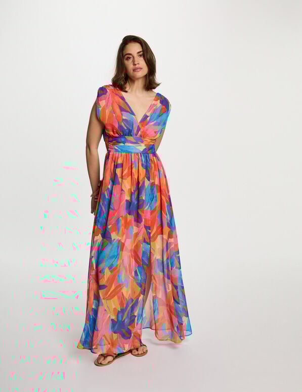 robe longue droite imprimee multicolore femme Robe longue droite imprimée multicolore femme