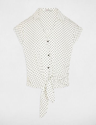 Chemise cropped col v blanc femme