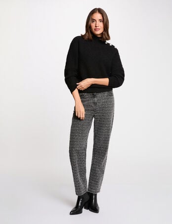 Jean mom taille haute gris moyen femme